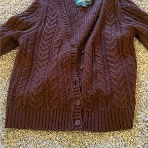 American Eagle Outfitters Maroon Cable Knit Cardigan